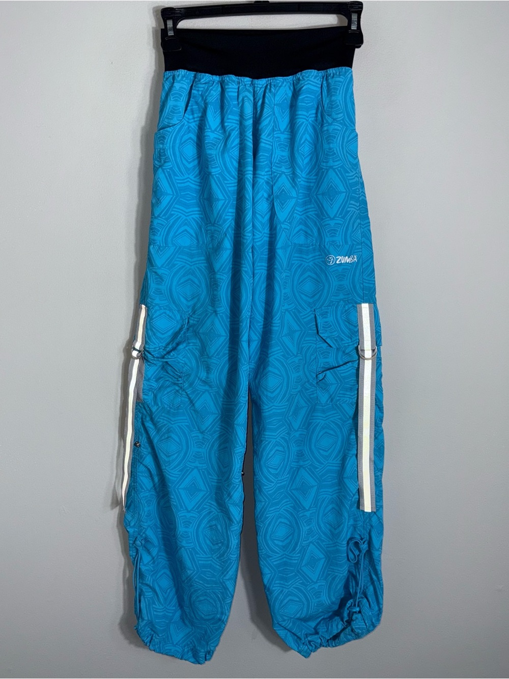 Zumba Lightweight Nylon Dance Workout Cargo Pants-Blue-Size XS